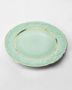 Vintage Plate Green Gold 32cm Vj02