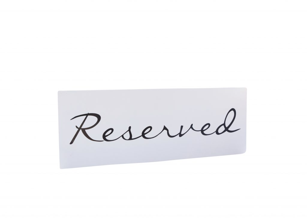 White Reserved Sign Sg09